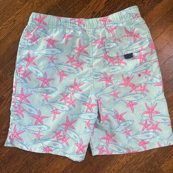 Vineyard Vines Starfish Pink Green Blue Swim Trunks Size Large - Picture 4 of 4